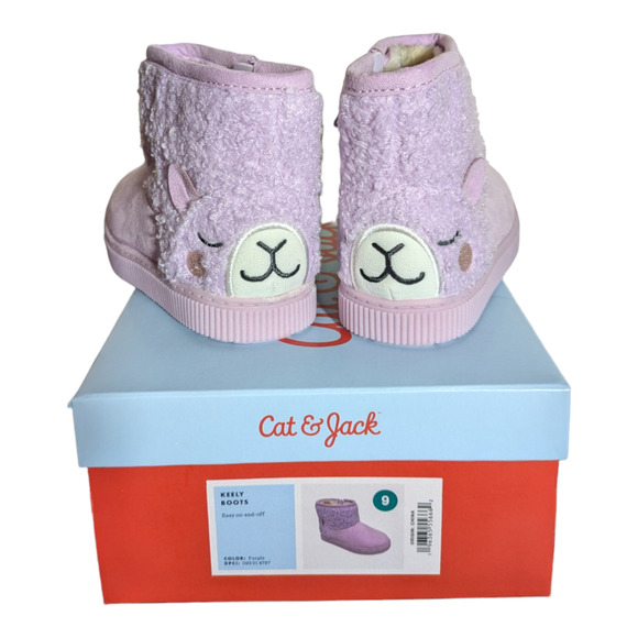 NWT, Cat & Jack Zip Up Toddler Boots. Light Purple With Fleece, Toddler Size 9 - Picture 5 of 7
